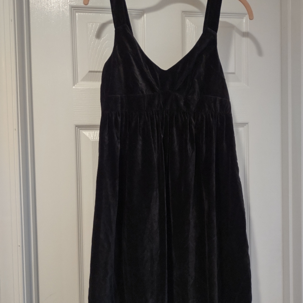 Lands End Canvas Sz 6 Black Velvet Babydoll Dress